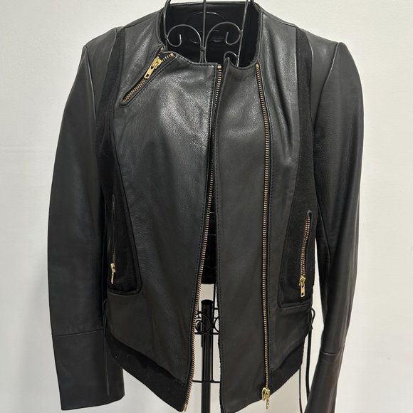 Maje leather & Wool biker jacket - Picture 2 of 7